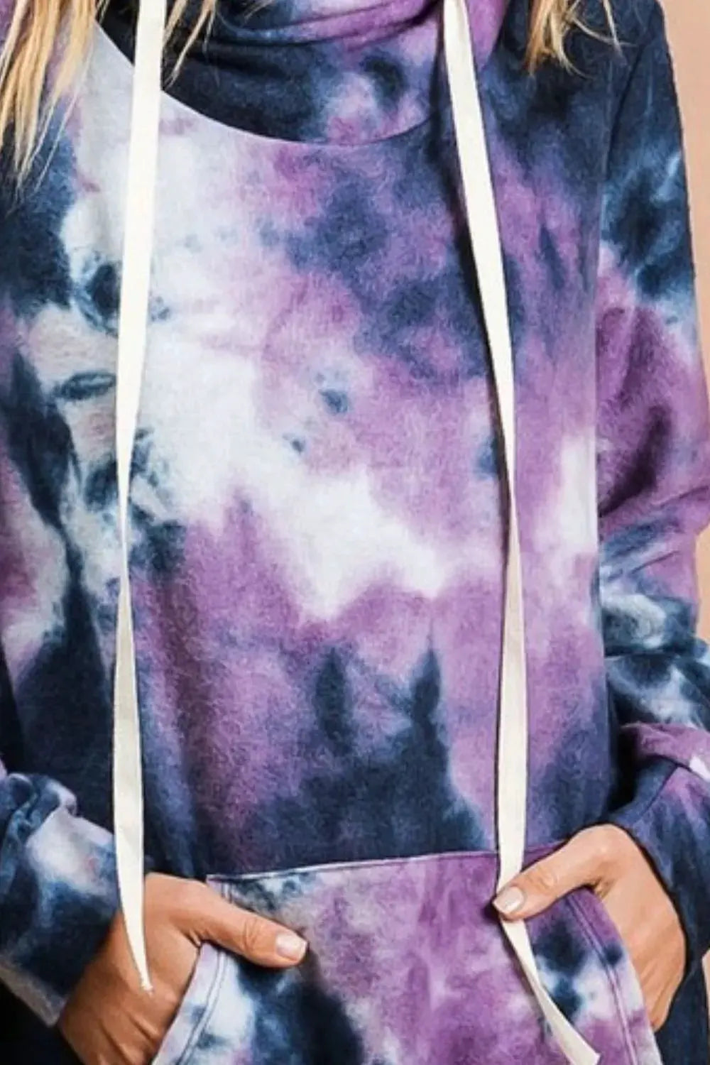 BiBi Brushed Tie Dye Overlapped Turtle Neck Sweatshirt by BiBi