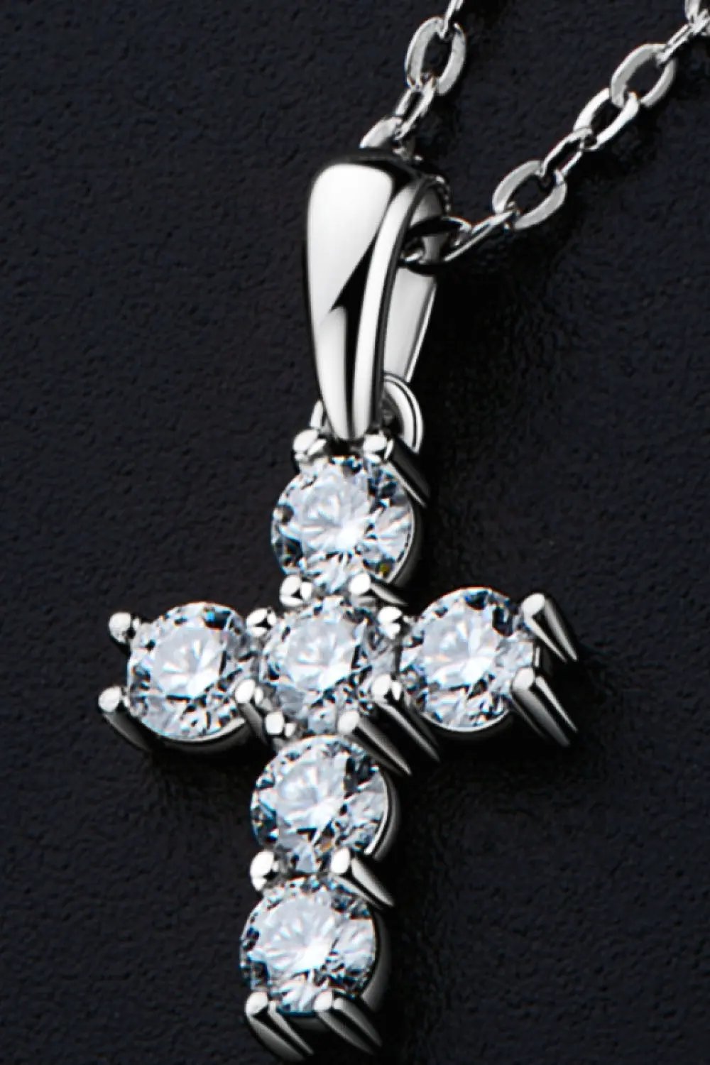 925 Sterling Silver Cross Moissanite Pendant Necklace by Partner Label