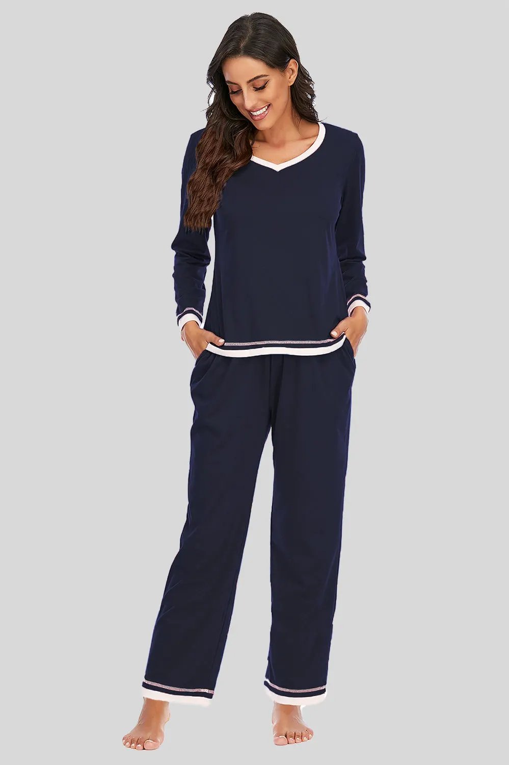 V-Neck Top and Pants Lounge Set by Partner Label