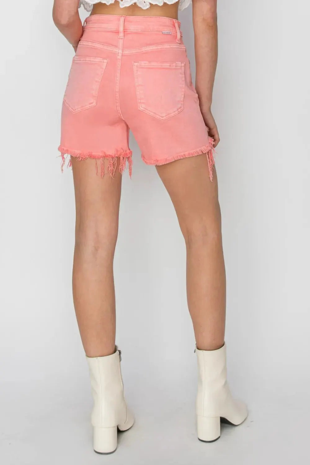 RISEN High Rise Distressed Denim Shorts by RISEN