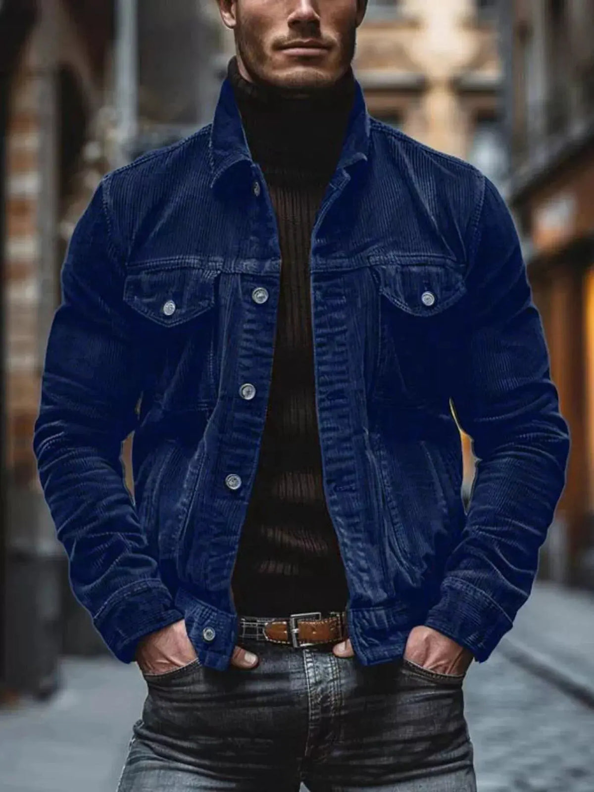 Men's Full Size Corduroy Button-Down Jacket Plus Size by Partner Label