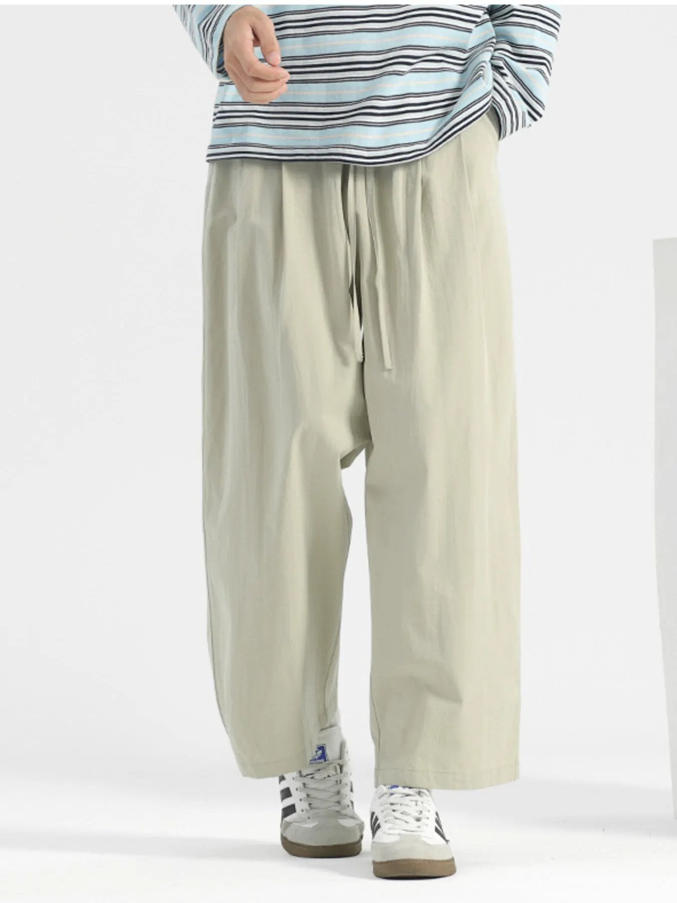 Men's Plus Size Wide Leg Drawstring Casual Pants by Partner Label