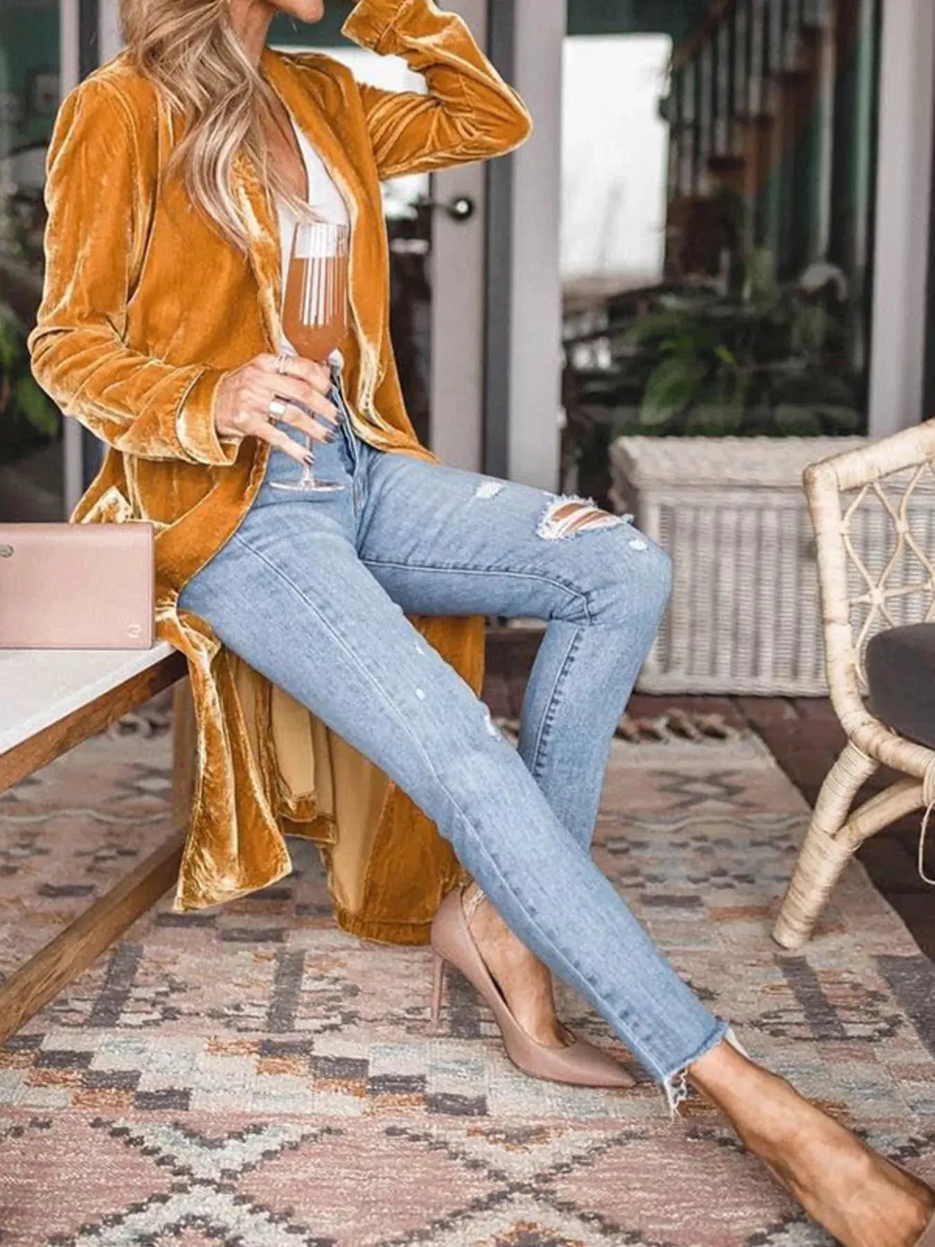 Open Front Long Sleeve Longline Cardigan by Partner Label