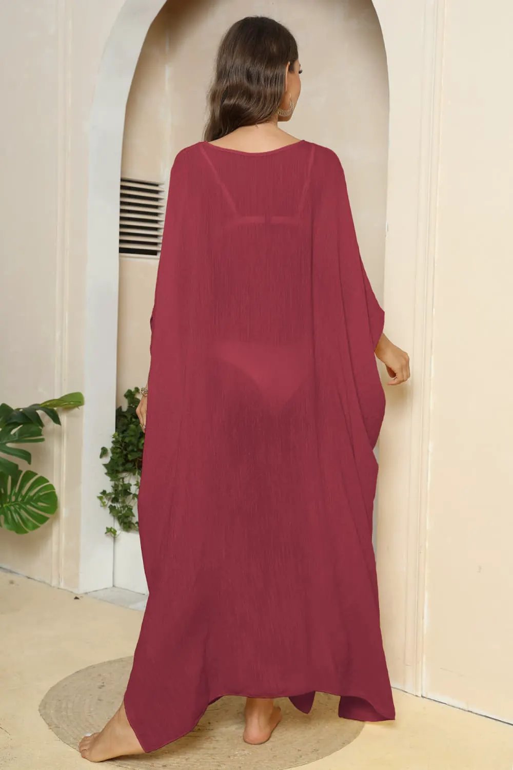 V-Neck Three-Quarter Sleeve Cover-Up by Partner Labels