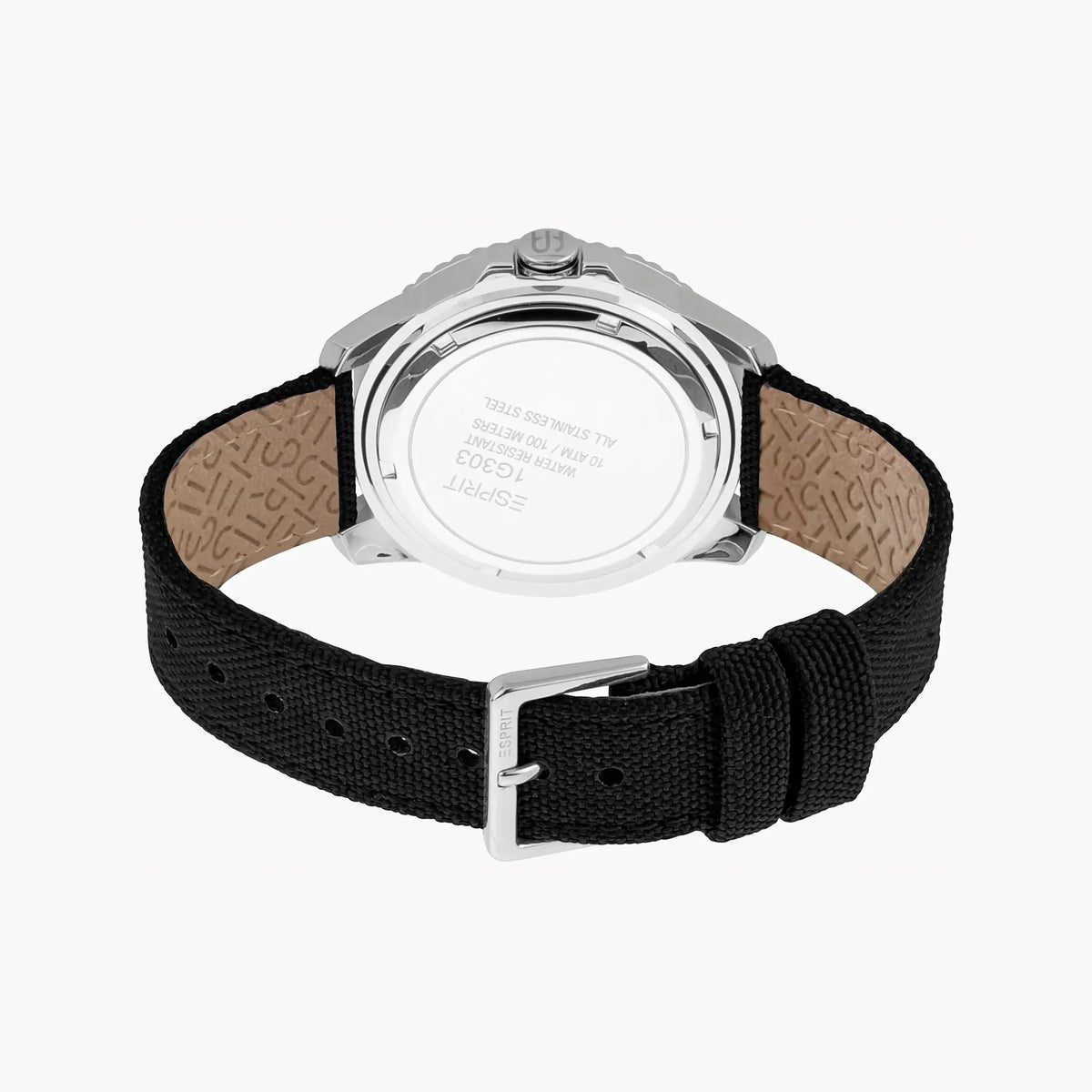Esprit Men's Black Nylon Watch, Silver Dial | Es1g117m0065 by ESPRIT
