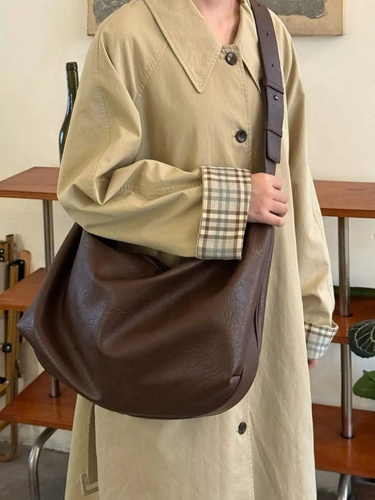 Large Capacity Faux Leather Tote Bag by Partner Label