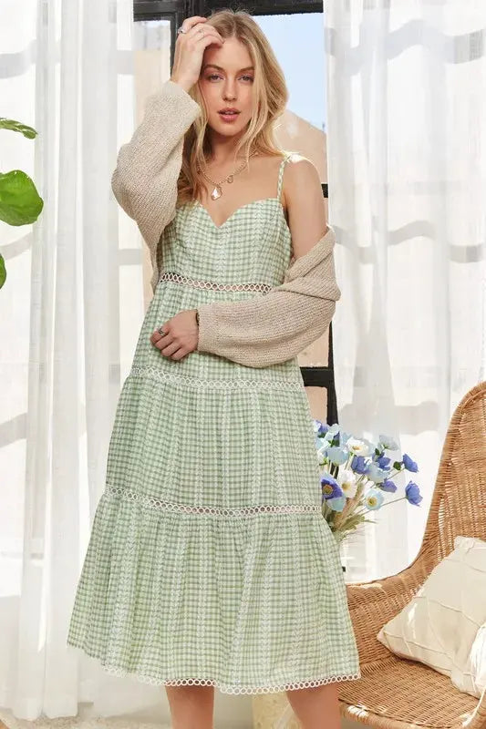 ADORA Gingham Detail Washed Dress by ADORA