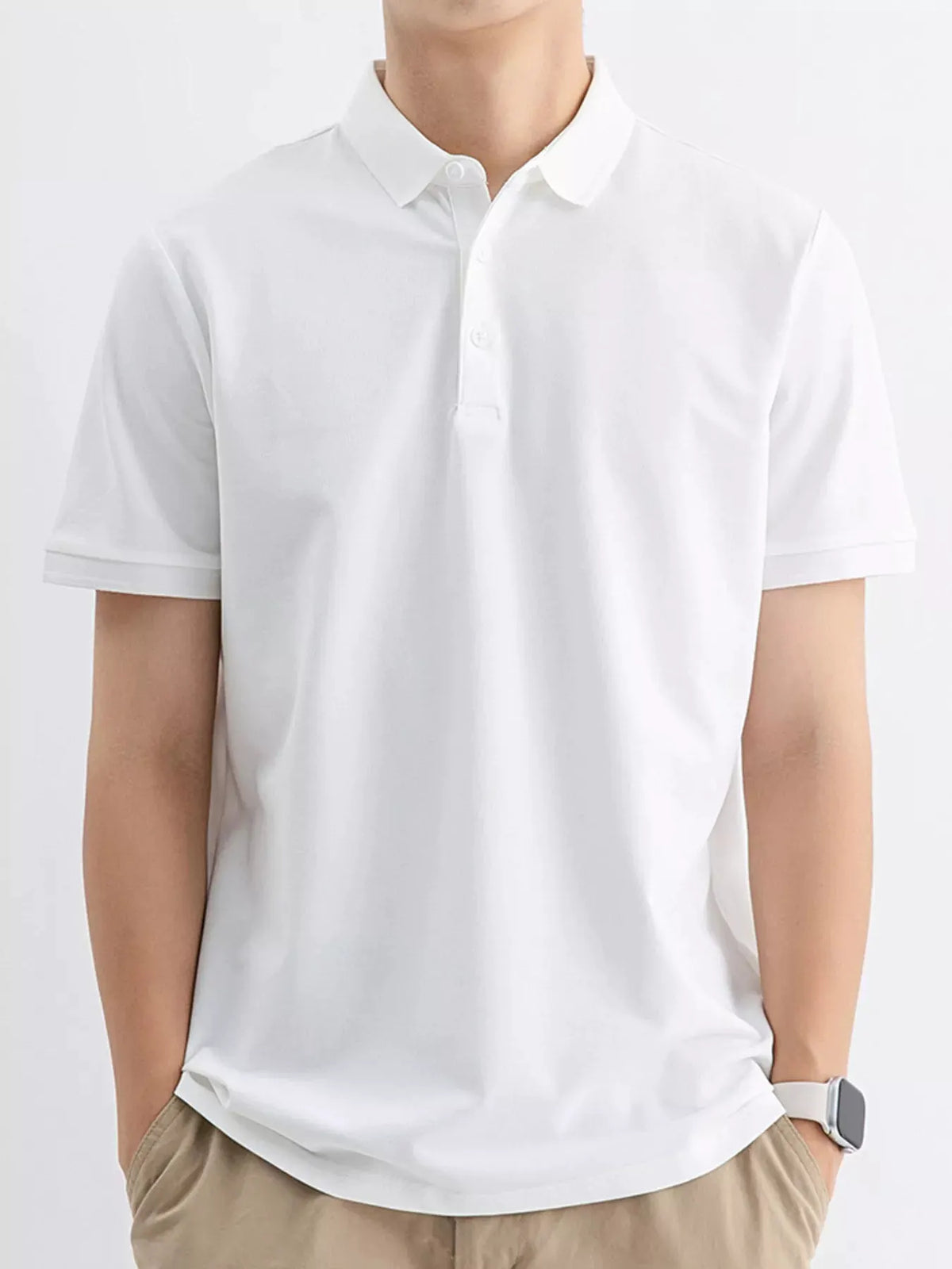 Men's Plus Size Solid Color Short Sleeve Polo by Trendsi