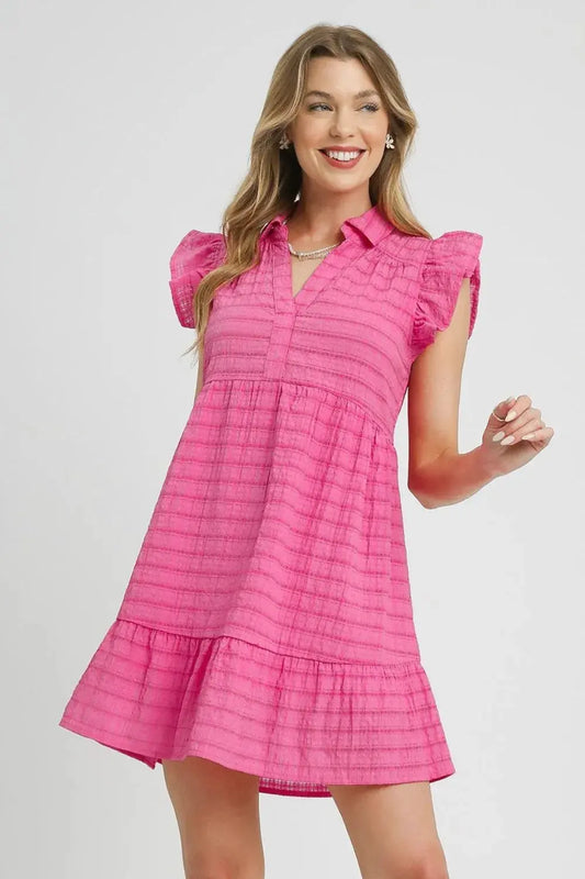 Umgee Ruffle Cap Sleeve Textured Mini Dress by Umgee