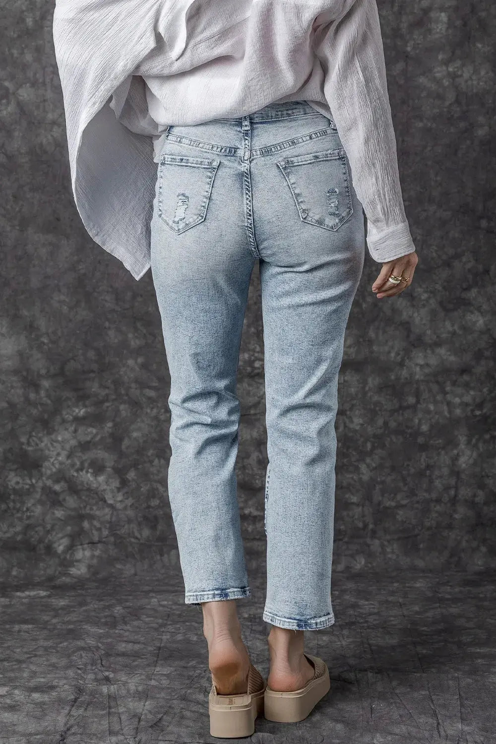 Distressed High Waist Jeans by Partner Label