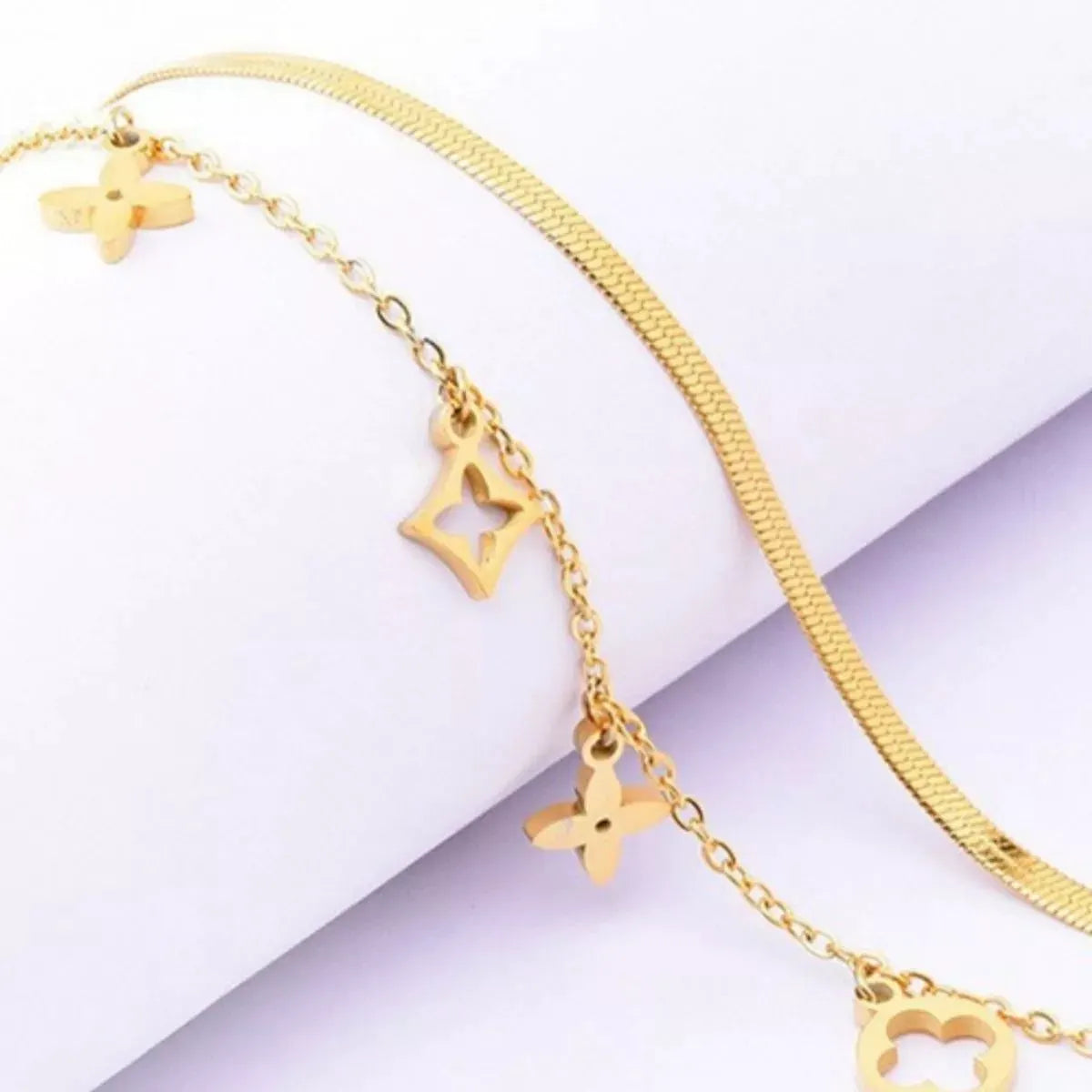 18K Gold-Plated Double Layered Charm Necklace by Partner Labels