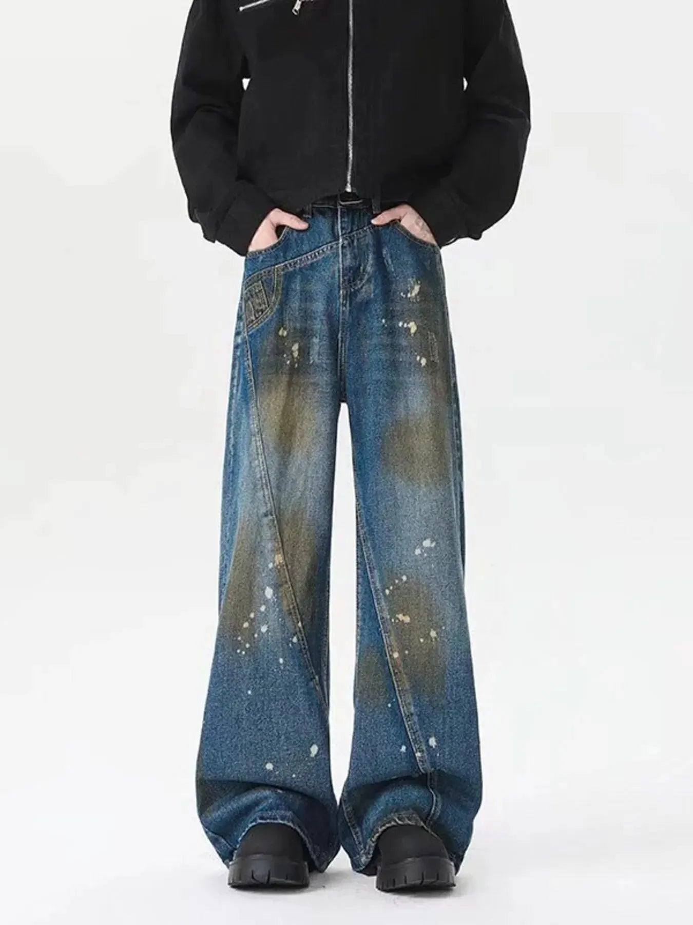 Men's Plus Size Wide Leg Jeans by Partner Label