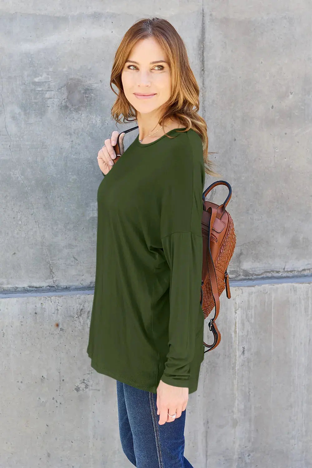 Basic Bae Full Size Round Neck Dropped Shoulder T-Shirt by Basic Bae