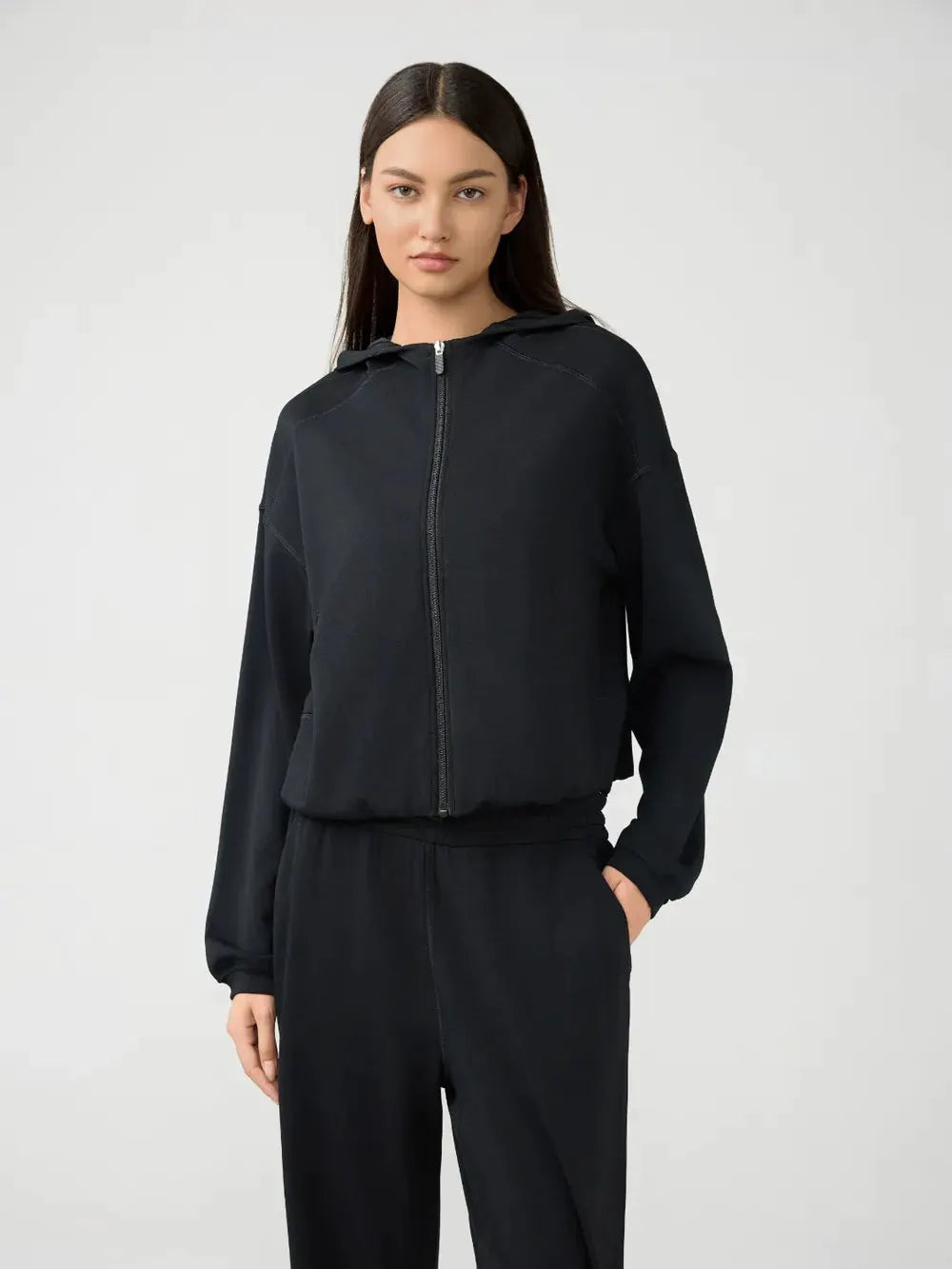 Millennia Zip Up Dropped Shouder Active Hooded by Millennia