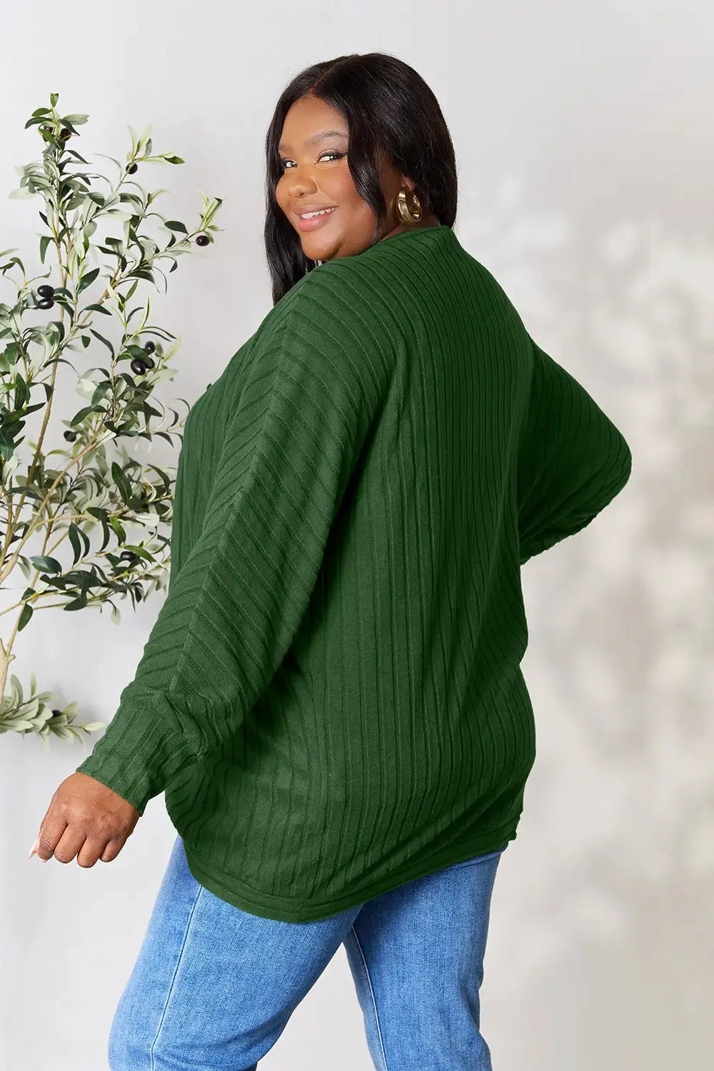 Basic Bae Full Size Ribbed Cocoon Cardigan by Basic Bae