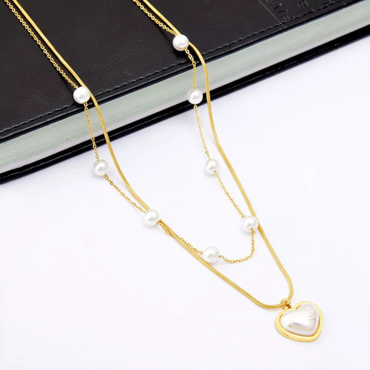 18K Gold-Plated Double Layered Heart Necklace by Partner Labels