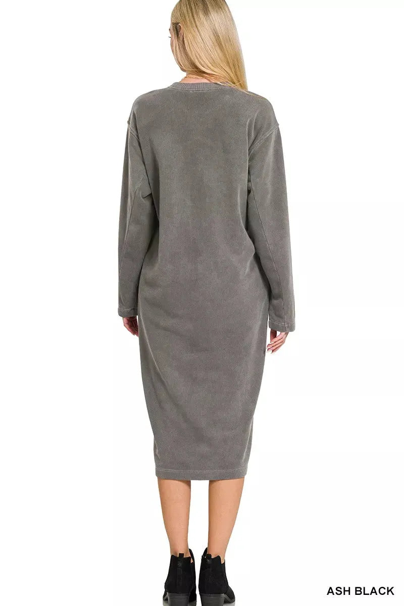 Zenana Soft Fleece Pigment Dye Sweatshirts Dress by Zenana