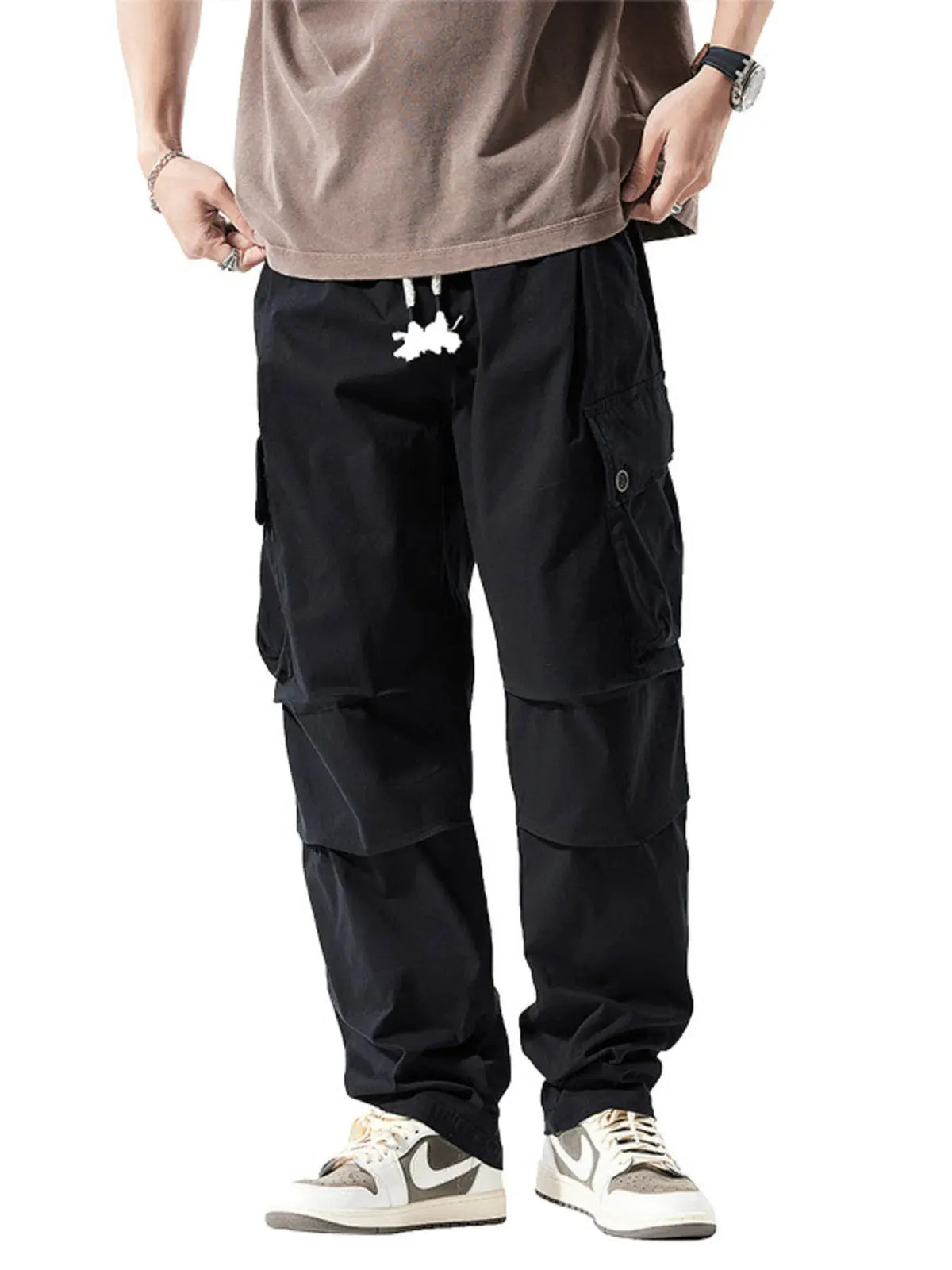 Men's Full Size Loose Fit Multi-Pocket Cargo Pants Plus Size by Partner Label