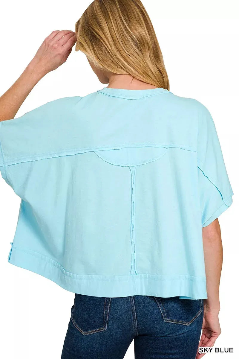 Zenana Exposed Seam Boxy Top by Zenana