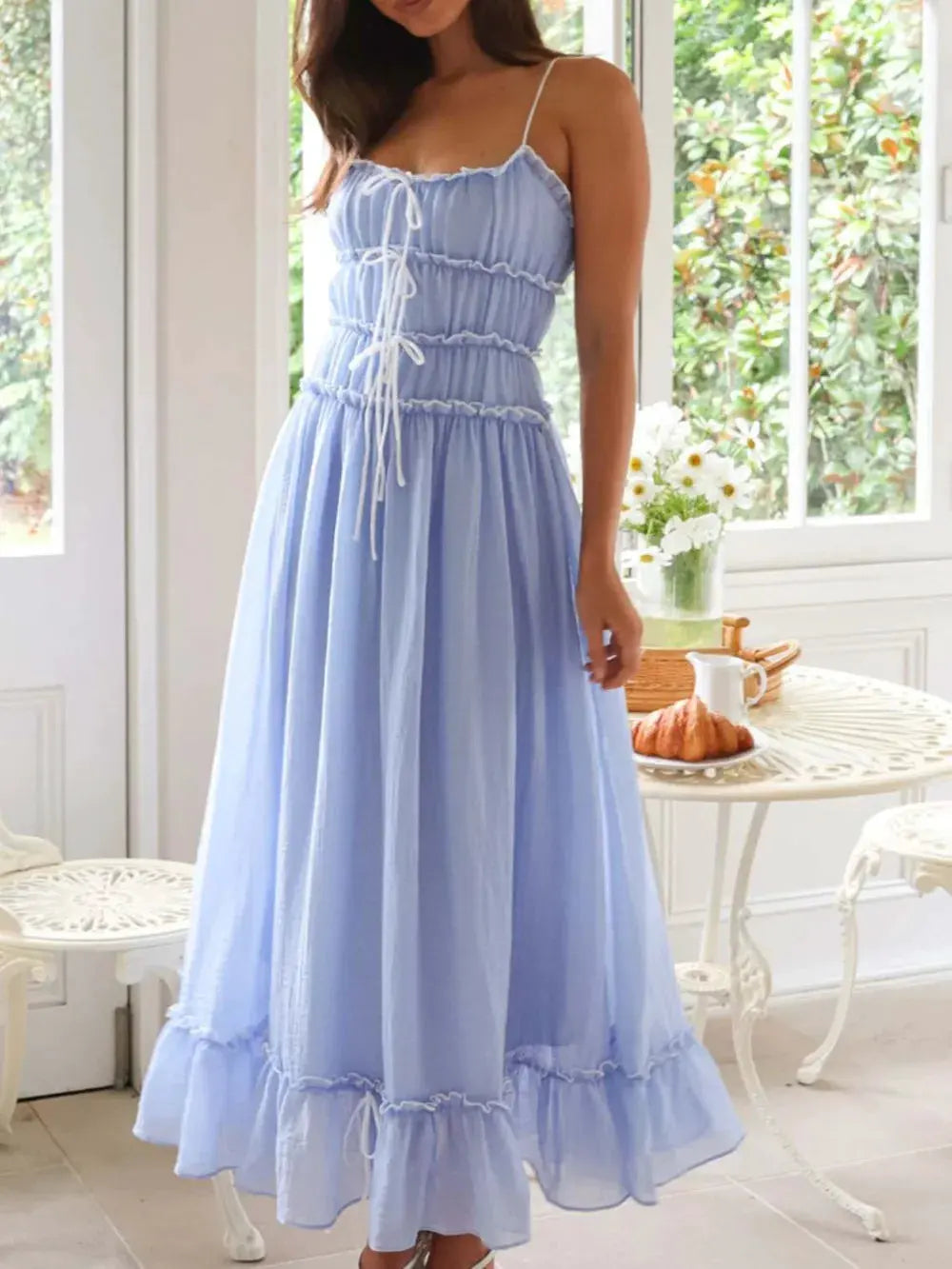 Devine Frill Ruffled Hem Midi Cami Dress by Devine