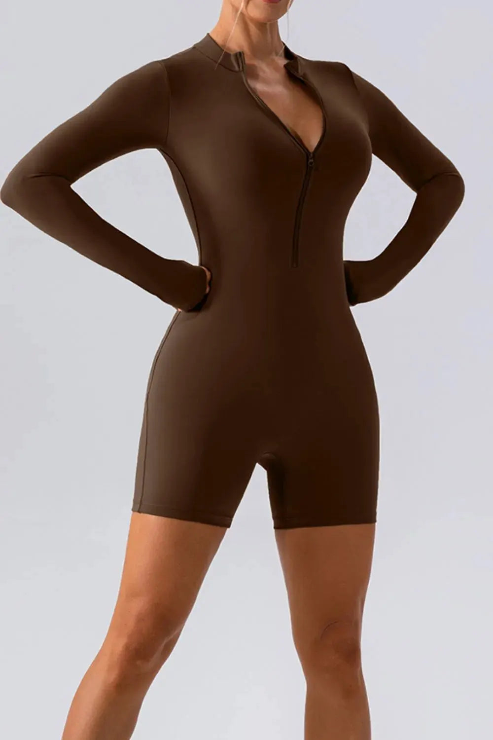 Half Zip Long Sleeve Active Romper by Partner Label