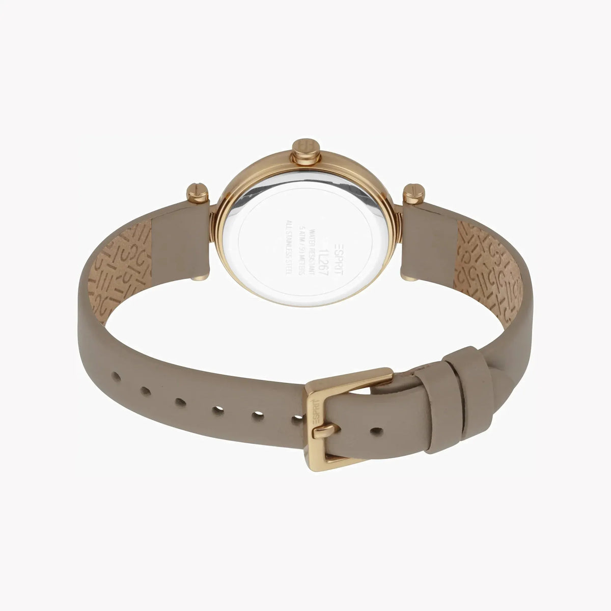 Esprit Women's Beige Leather Watch, Silver Dial | Es1l081m0015 by ESPRIT