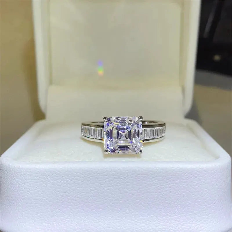 3 Carat Moissanite 925 Sterling Silver Square Shape Ring by Partner Label
