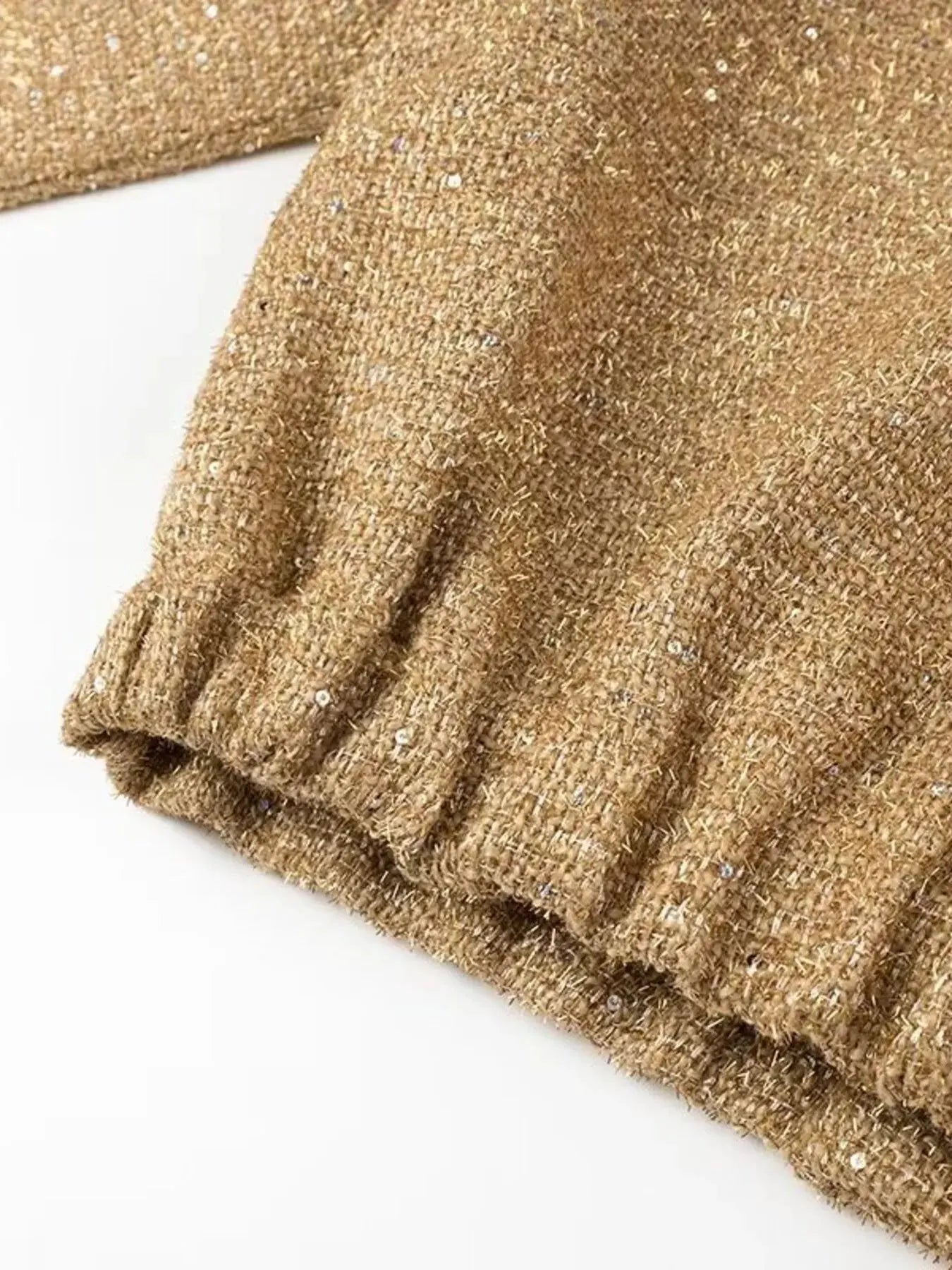 Sequin Long Sleeve Jacket with Pockets by Partner Label