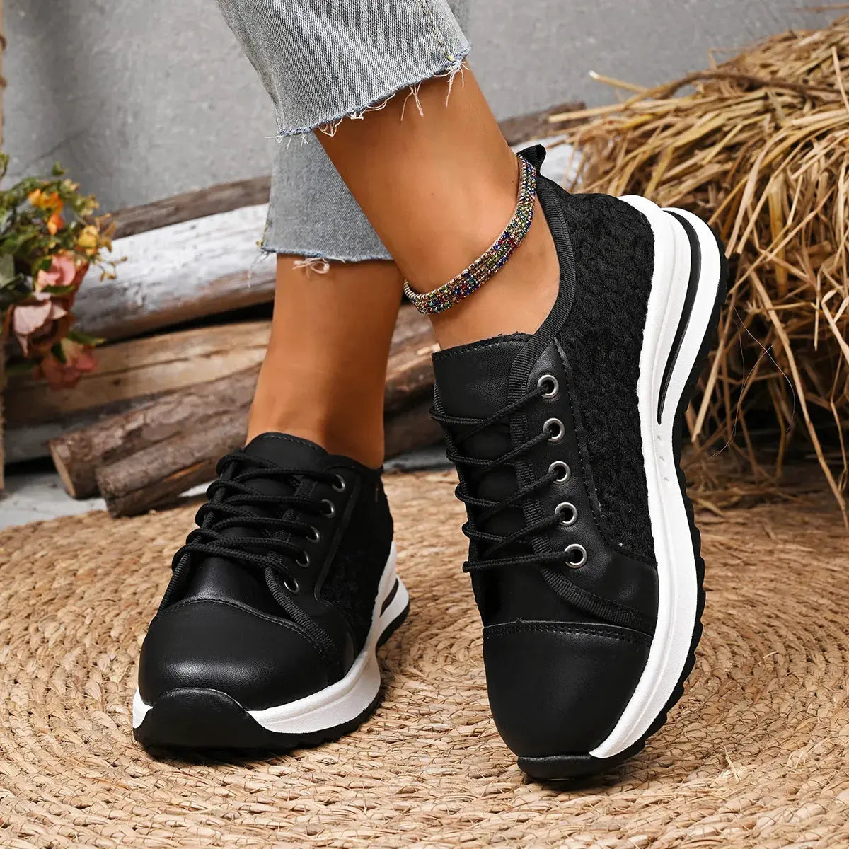 Lace-Up Platform Sneakers by Partner Label