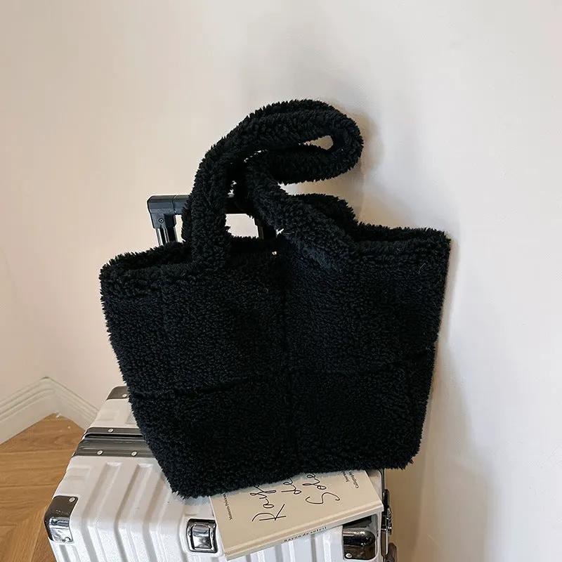 Women's Designer Luxury Plush Bag Winter Fashion Cute Tote Handbags Large Capacity Portable Single Shoulder Furry Bags by Maiden-Art