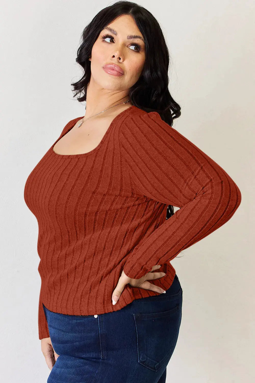 Basic Bae Full Size Ribbed Long Sleeve T‑Shirt | Partner Labels Selection by Partner Label