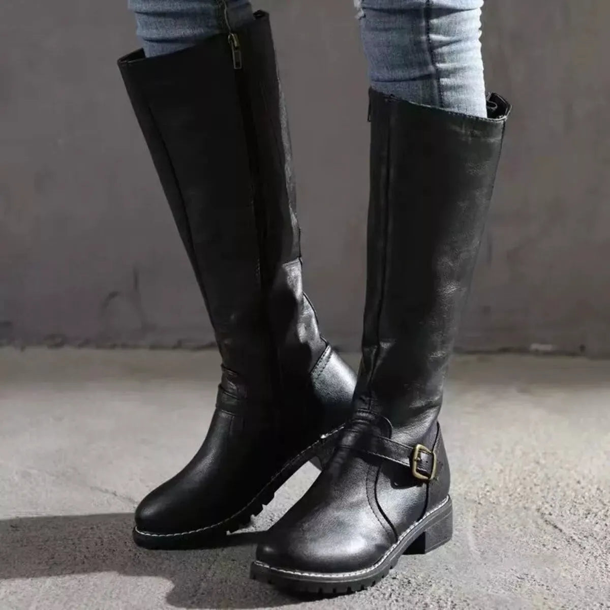 Round Toe Block Heels Boots by Partner Label