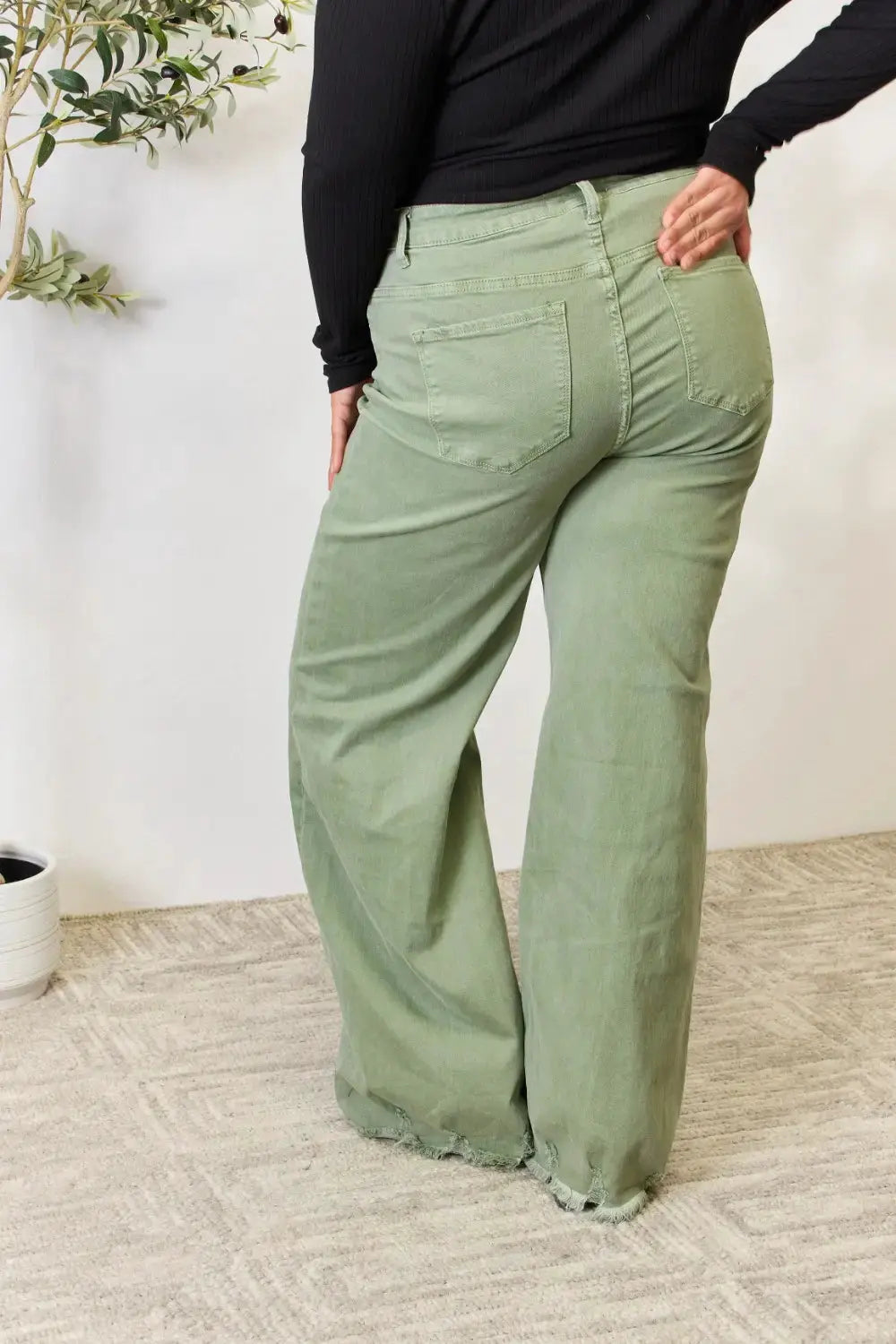 RISEN Full Size Raw Hem Wide-Leg Jeans by RISEN