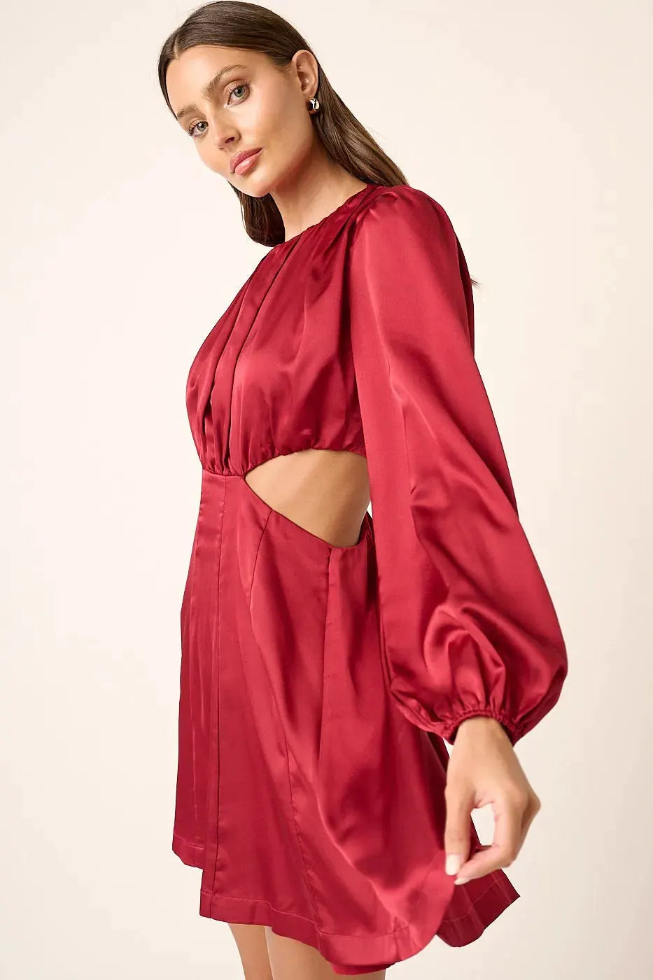 Mittoshop Satin Side Cutout Detail Mini Dress by Mittoshop