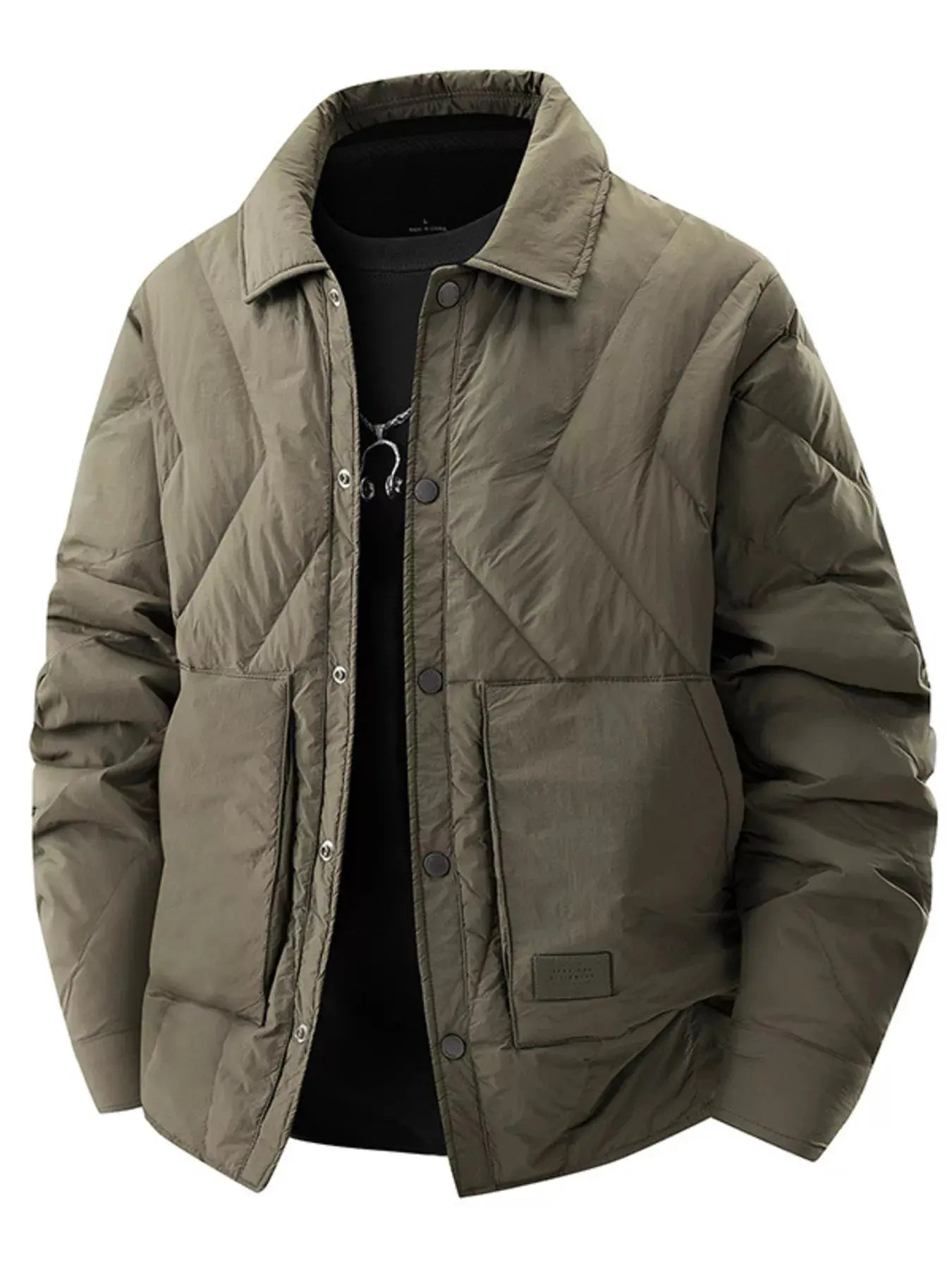 Men’s Plus Size Quilted Padded Snap Down Jacket | Partner Labels Selection by Partner Label