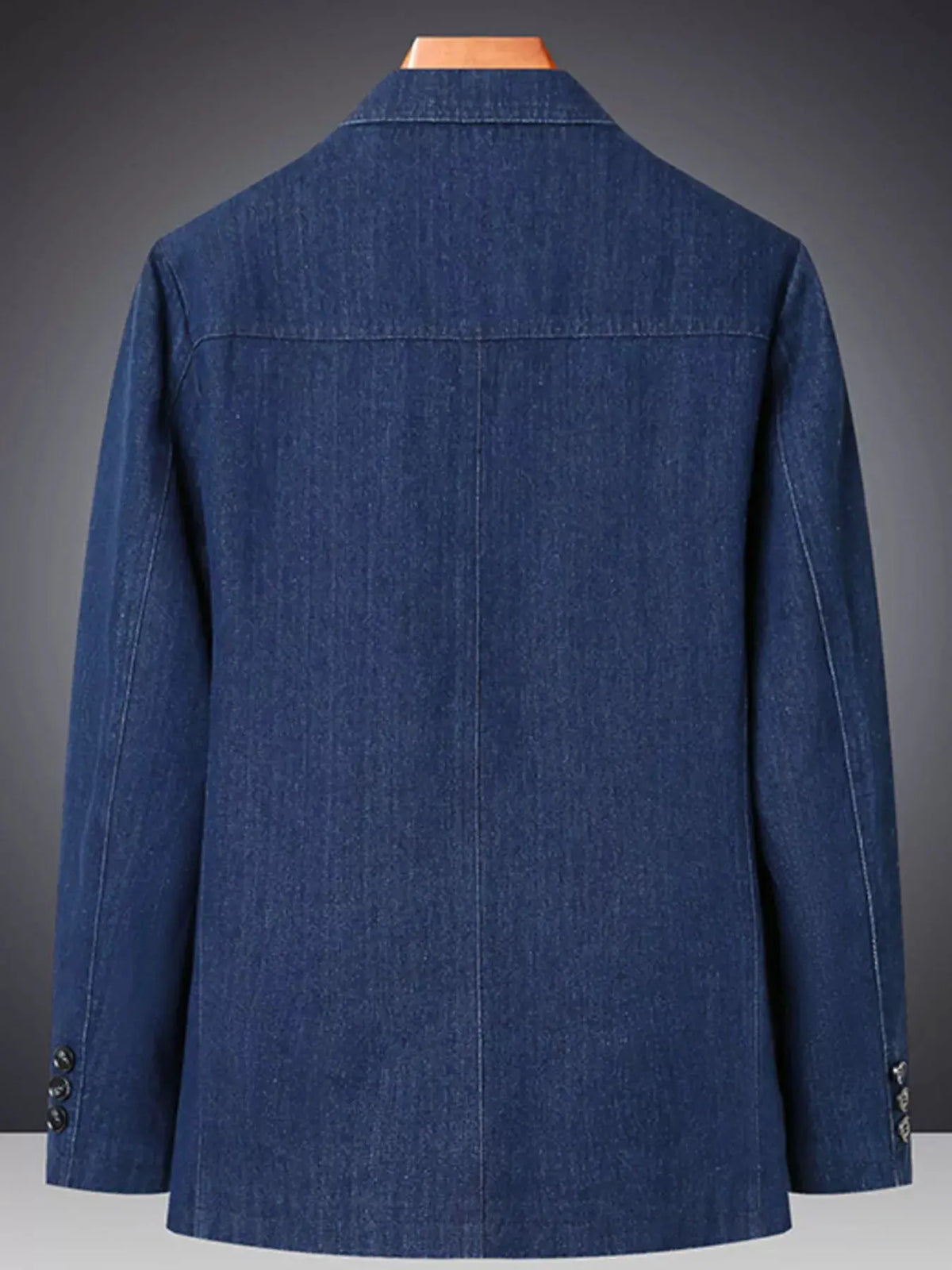 Men's Plus Size Classic Fit Textured Denim Blazer by Trendsi
