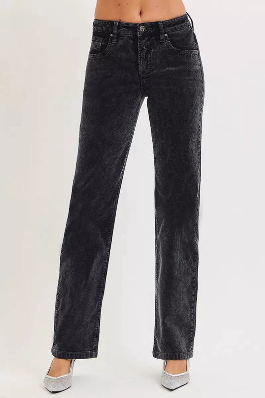 RISEN Tummy Control Mid Rise Straight Leg Corduroy Pants by RISEN