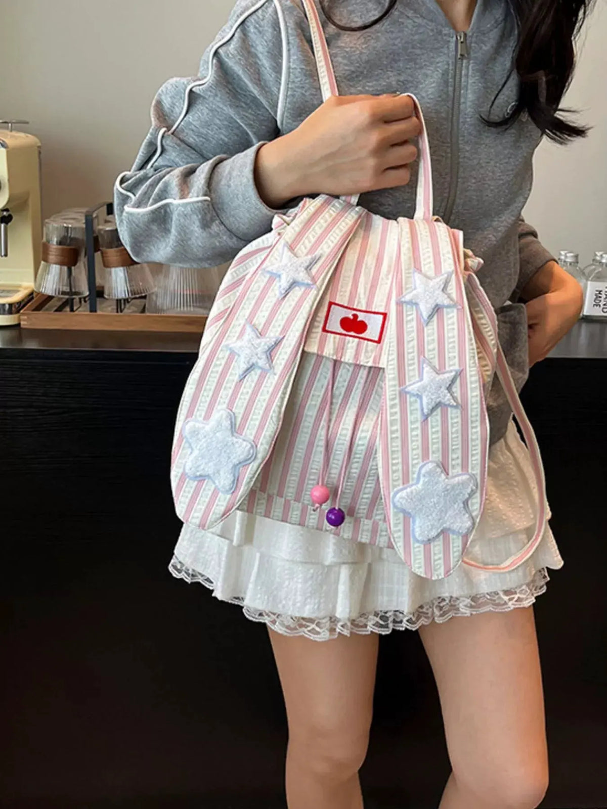 Striped Star Bunny Ear Backpack Bag by Partner Label