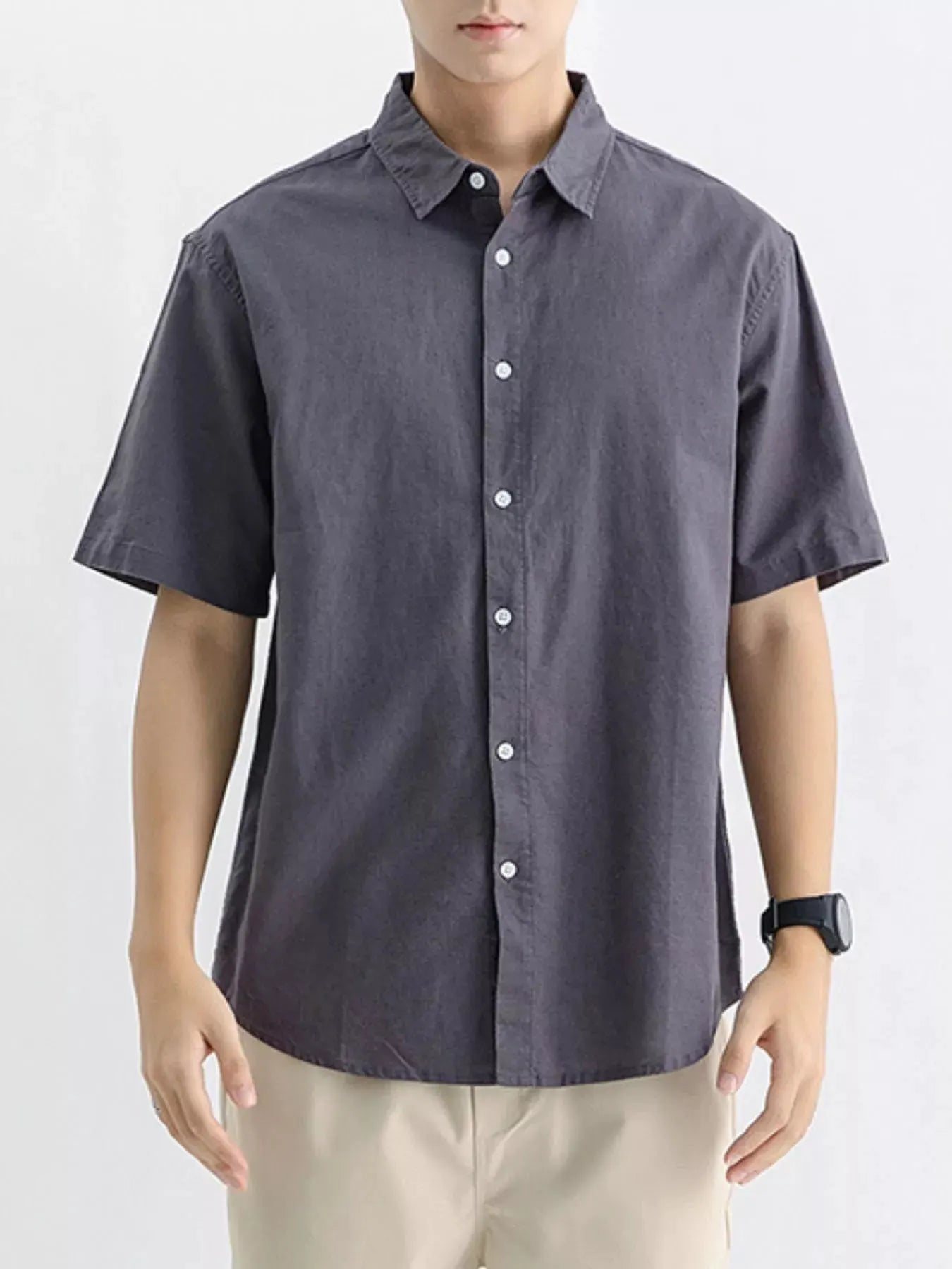 Men's Plus Size Casual Button Up Shirt by Trendsi