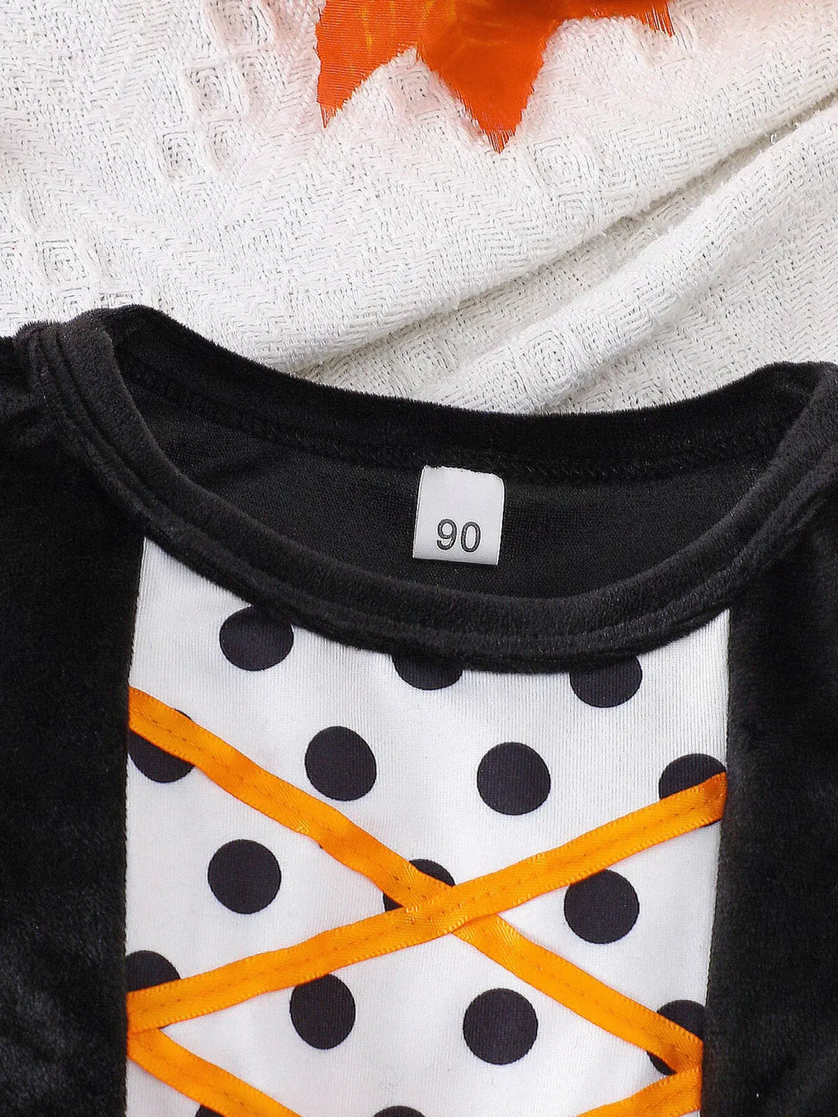 Children's Halloween Pumpkin Hooded Cape and Polka Dot Tulle Dress Set by Trendsi