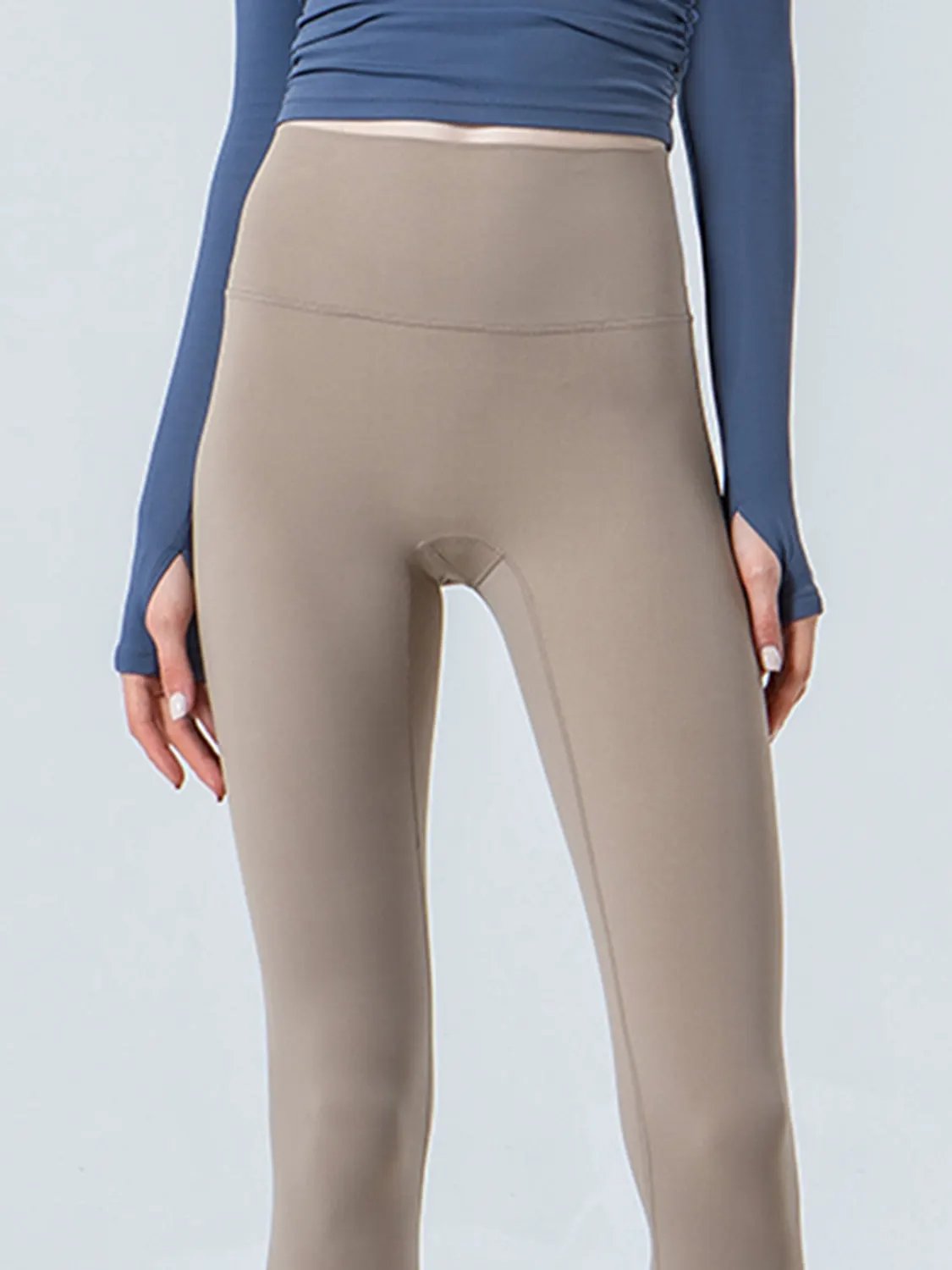 Wide Waistband Cropped Sports Leggings by Partner Label