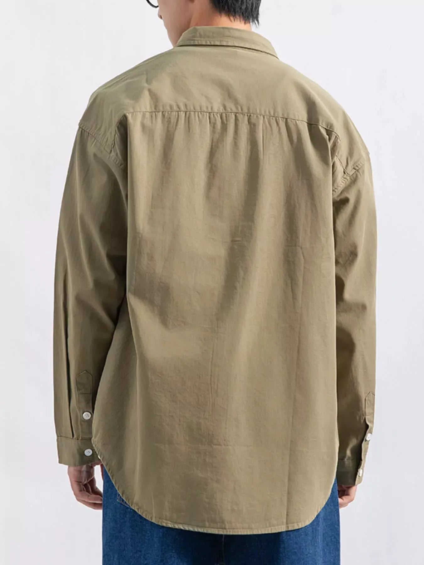 Men's Plus Size Button Up Long Sleeve Shirt by Trendsi