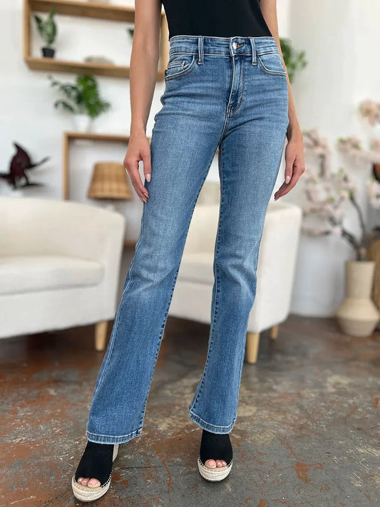 Judy Blue Full Size Mid-Rise Waist Straight Jeans by Judy Blue