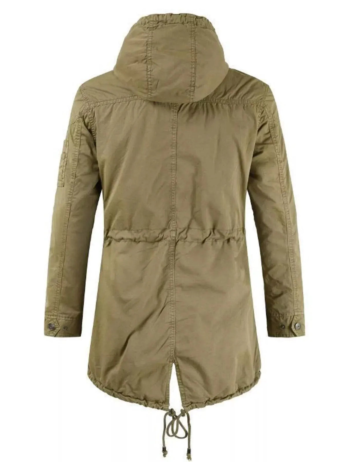 Men's Plus Size Drawstring Casual Hooded Parka Coat by Trendsi