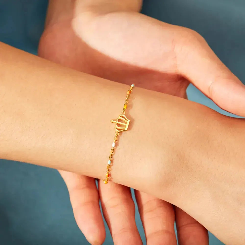 Crown Shape 18K Gold-Plated Bead Bracelet by Partner Label
