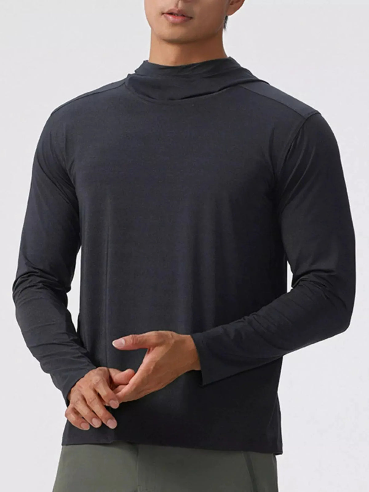Men's Solid Color Long Sleeve Hoodie by Trendsi