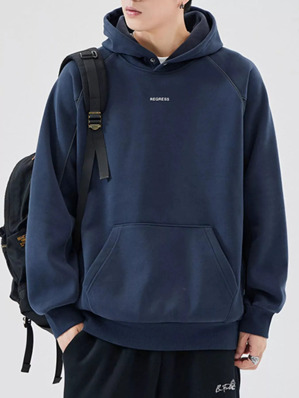 Men's Plus Size Kangaroo Pocket Raglan Sleeve Hoodie by Partner Label