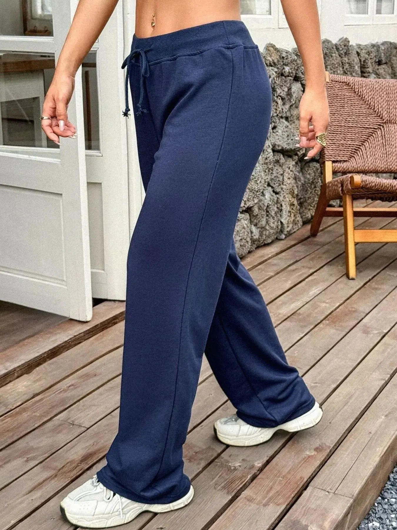 Drawstring Wide Leg Active Pants by Partner Label