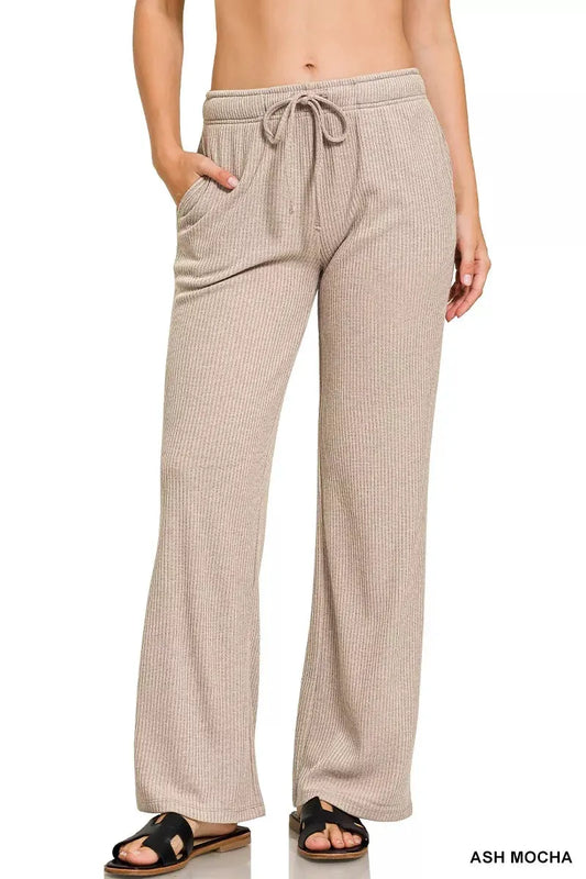 Zenana Ribbed Drawstring Lounge Pants by Zenana