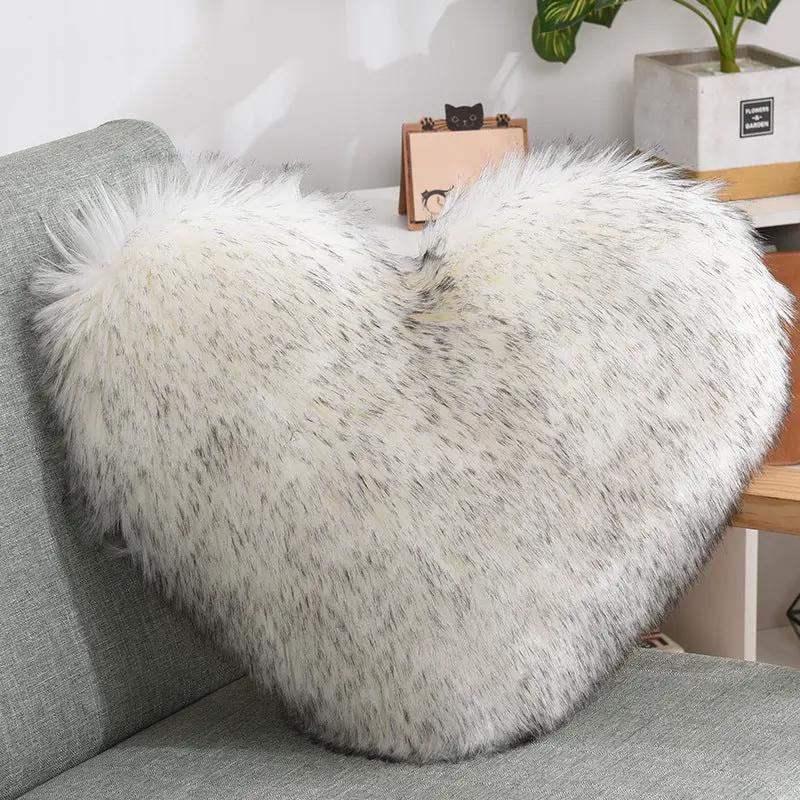 Throw Pillows Heart Shape Long Plush Fluffy Shaggy Cushion Cover Sofa Cushions Decorative Pillow Covers Pillowcase White by Maiden-Art